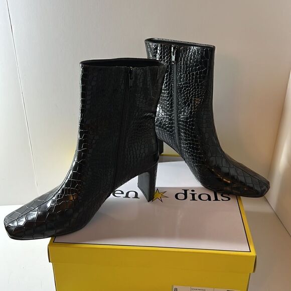 Seven Dials Nicole Black Croc Ankle Boots size 8 - Picture 3 of 7